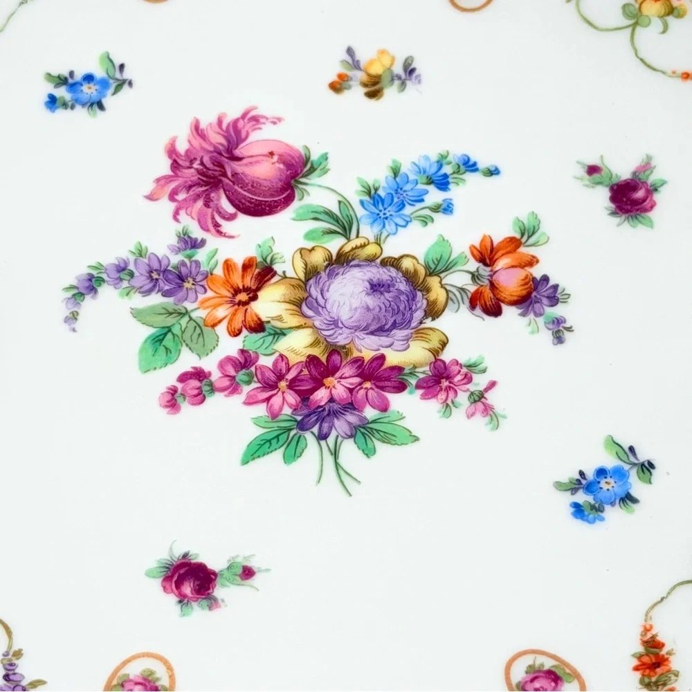 Schumann Bavaria Reticulated Plate Germany Dresden Flowers Pierced Porcelain 10”